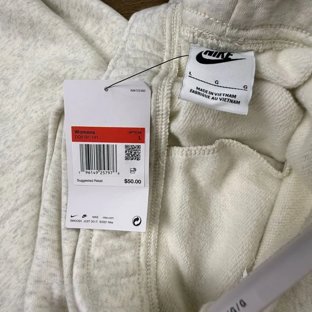 Nike Sportswear Club Fleece Womens Mid Rise Sweatpants Oatmeal Cream NWT Sz L - Picture 4 of 8